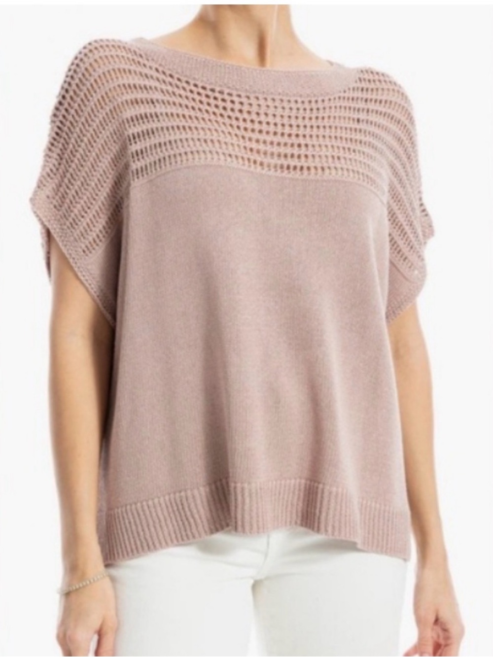 NWOT- Max Studio Open Weave linen blend Tank Sweater, Mauve, XL